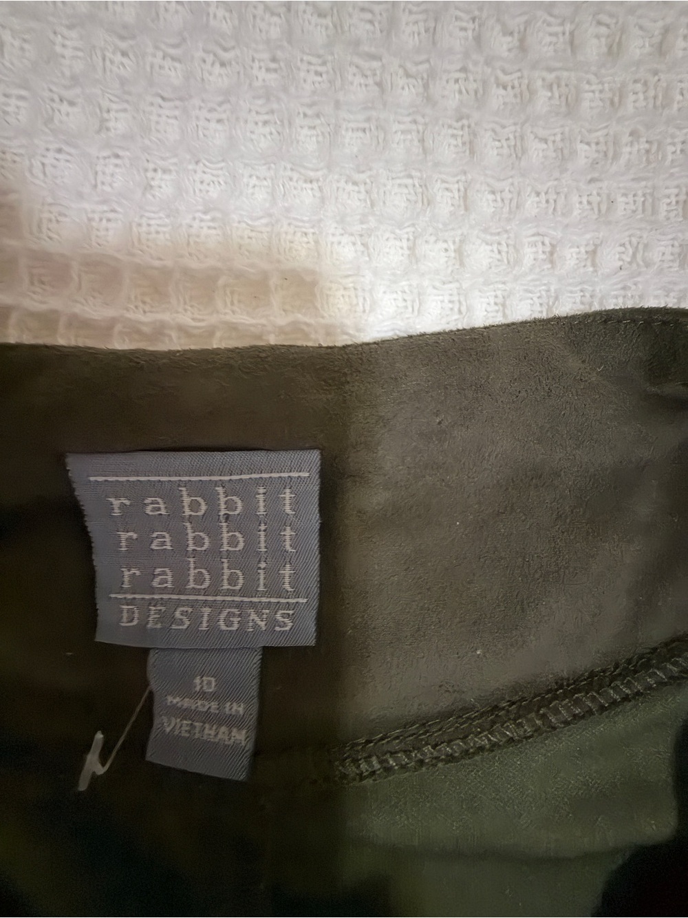 Rabbit Rabbit Rabbit Olive Midi Shift Dress with Eyelet Neck - Picture 6 of 7